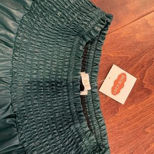 KARLIE faux leather smocked skort- teal